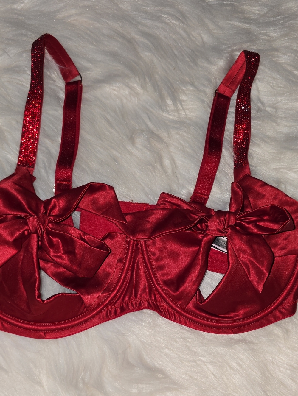 Victoria's Secret Satin Peekaboo Bow Balconette Bra SIZE M-DD NWT